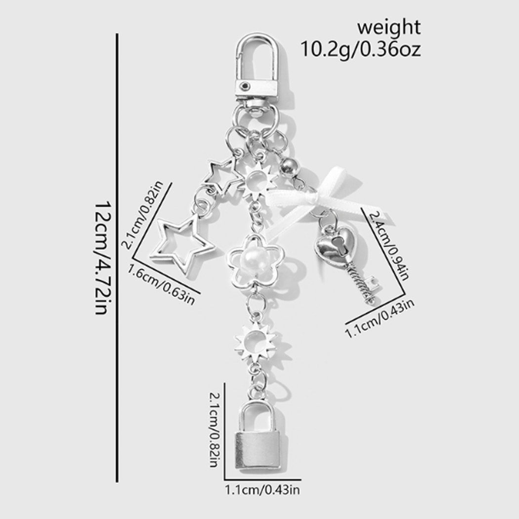 Keypus - Y2K Silver Tone Star Bow Keychain