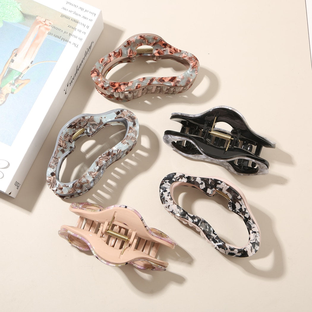 Beau - Cloud Shape Printed Acetate Hair Claw Clip