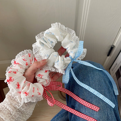 Gifty - Floral Pattern Lace Trim Scrunchie