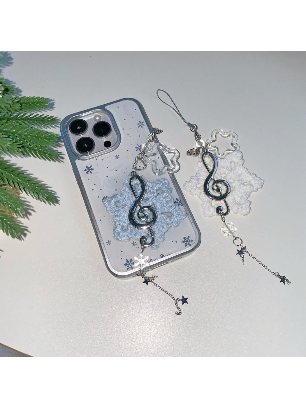 Keypus - Music Note Snowflake Decorative Strap Keychain