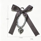 Keypus - Ribbon Bow Beaded Heart Pendant Bag Charm Keychain