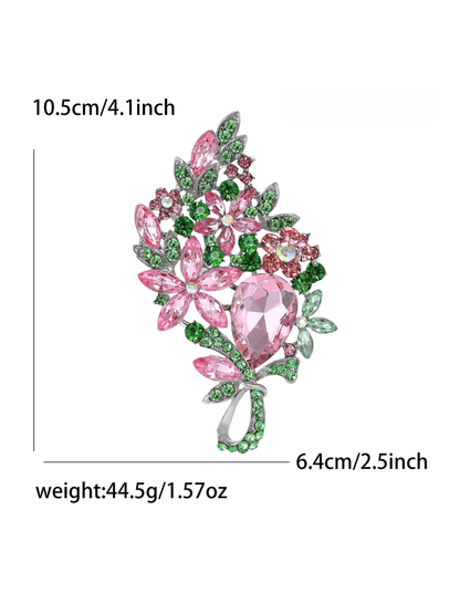 Brovia - Vintage Rhinestone Large Alloy Brooch