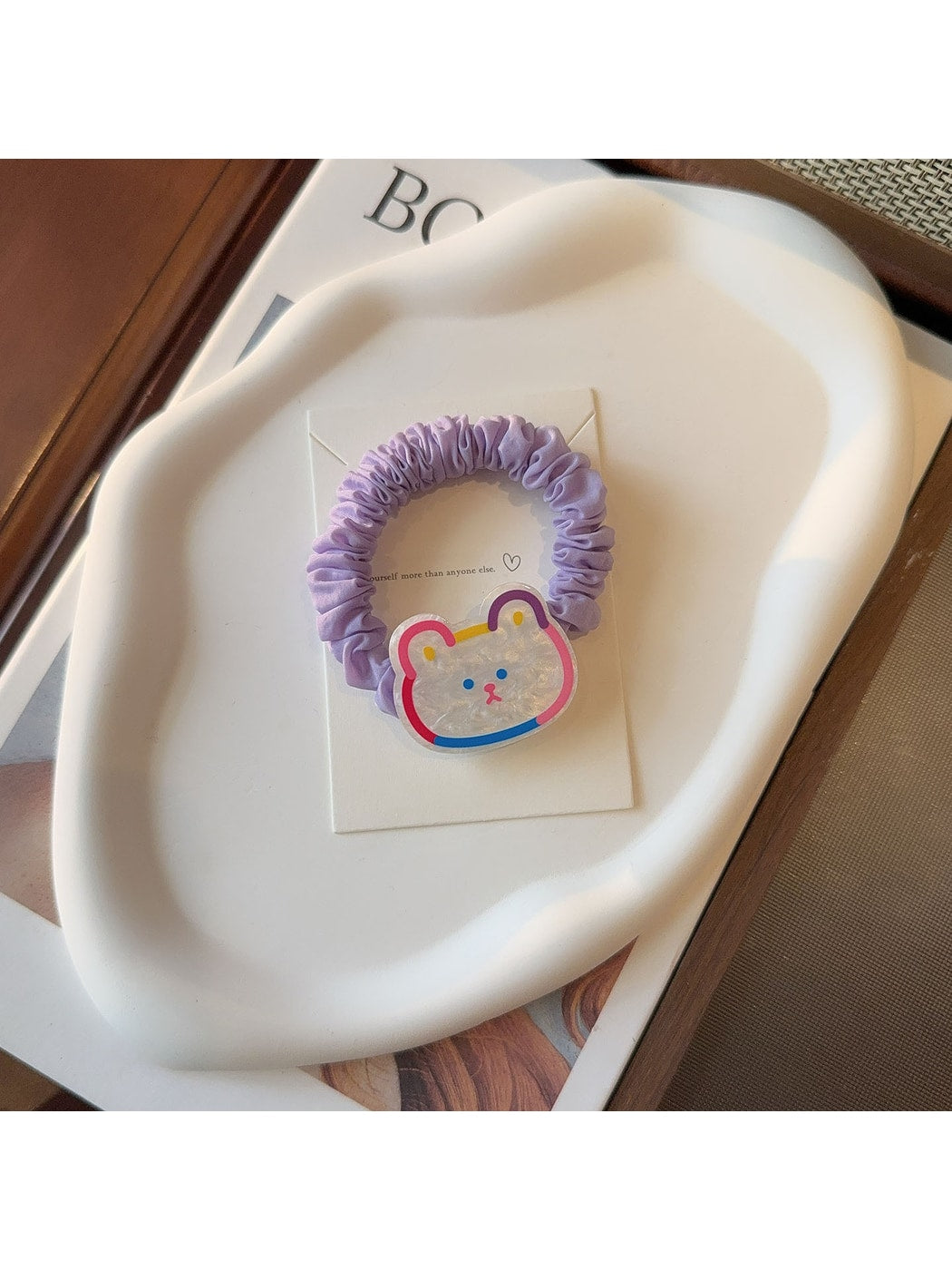 Gifty - Cute Acrylic Bear Smiley Flower Hair Tie