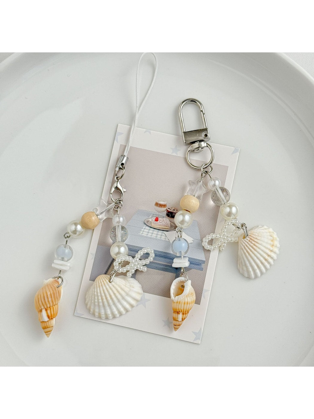 Keypus - Plastic Alloy Marine Motif Beaded Bag Keychain