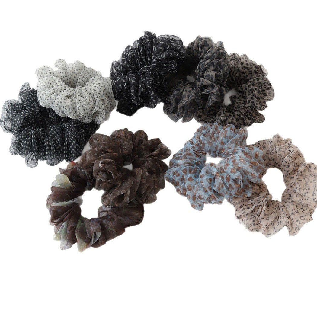 Gifty - Elegant Printed Mesh Ruffle Scrunchie