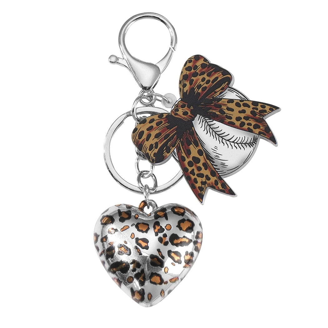 Keypus - Y2K Leopard Print Bow Charm Keychain