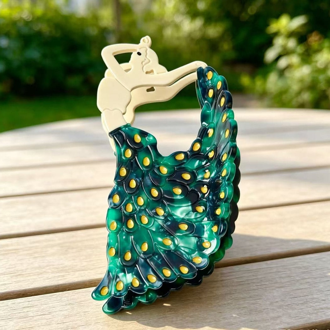 Beau - Decorative Peacock Style Acetate Claw Clip