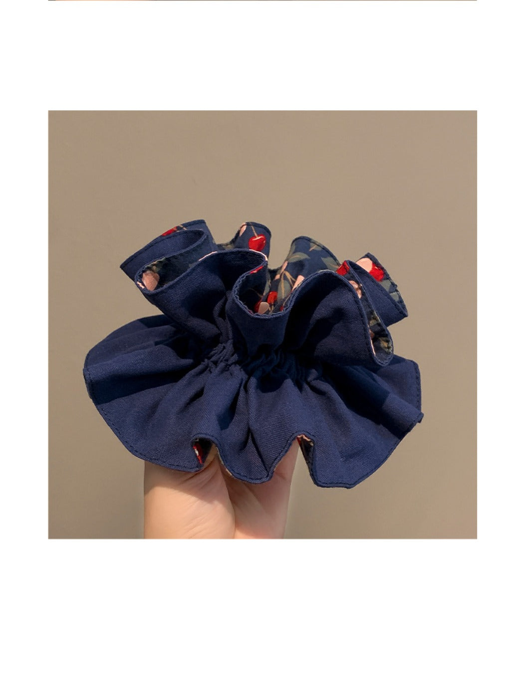 Gifty - Blue Cherry Hair Scrunchie Hair Tie