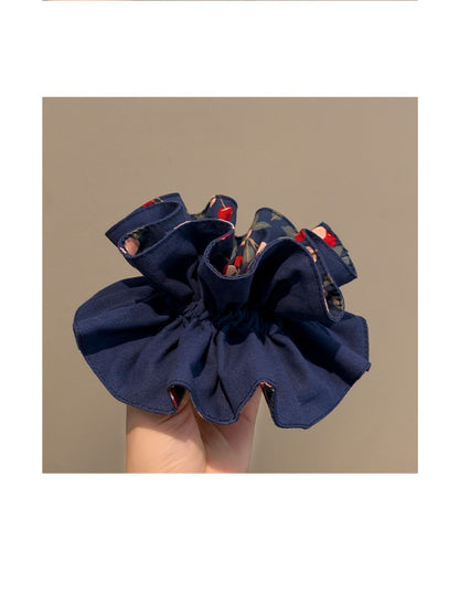 Gifty - Blue Cherry Hair Scrunchie Hair Tie