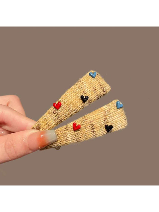 Beau - Color-Blocked Heart-Shaped Hair Clip