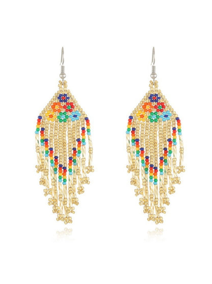 Earedge - Floral Tassel Drop Earrings