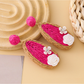 Earedge - Rose Detail Teardrop Dangle Earrings