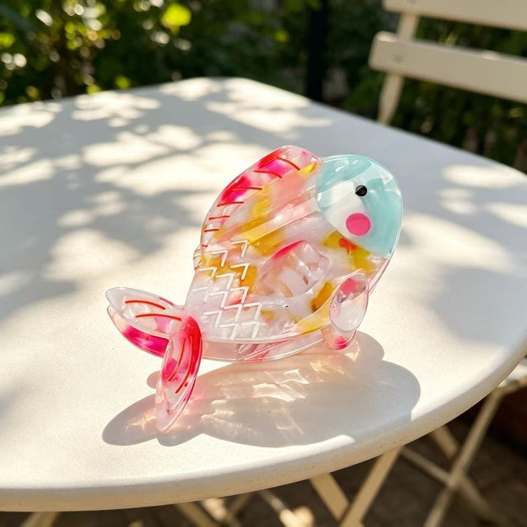 Beau - Glossy Acetate Goldfish Design Claw Clip