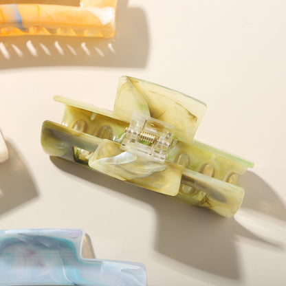 Beau - Marble Pattern PS Rectangular Hair Claw Clip