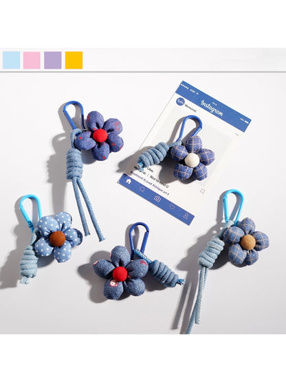 Keypus - Playful Denim Flower Keychain
