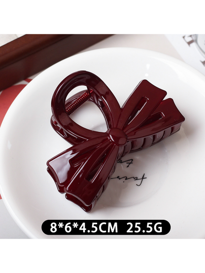 Beau - Medium Bow Accent Plastic Hair Claw Clip