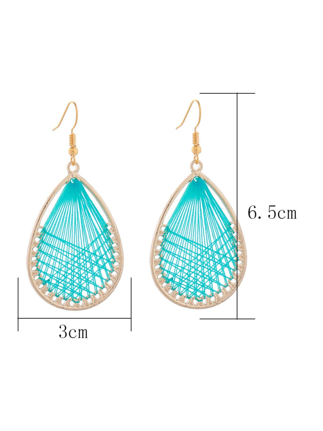 Earedge Cord Woven Teardrop Earrings hanging on a white display stand