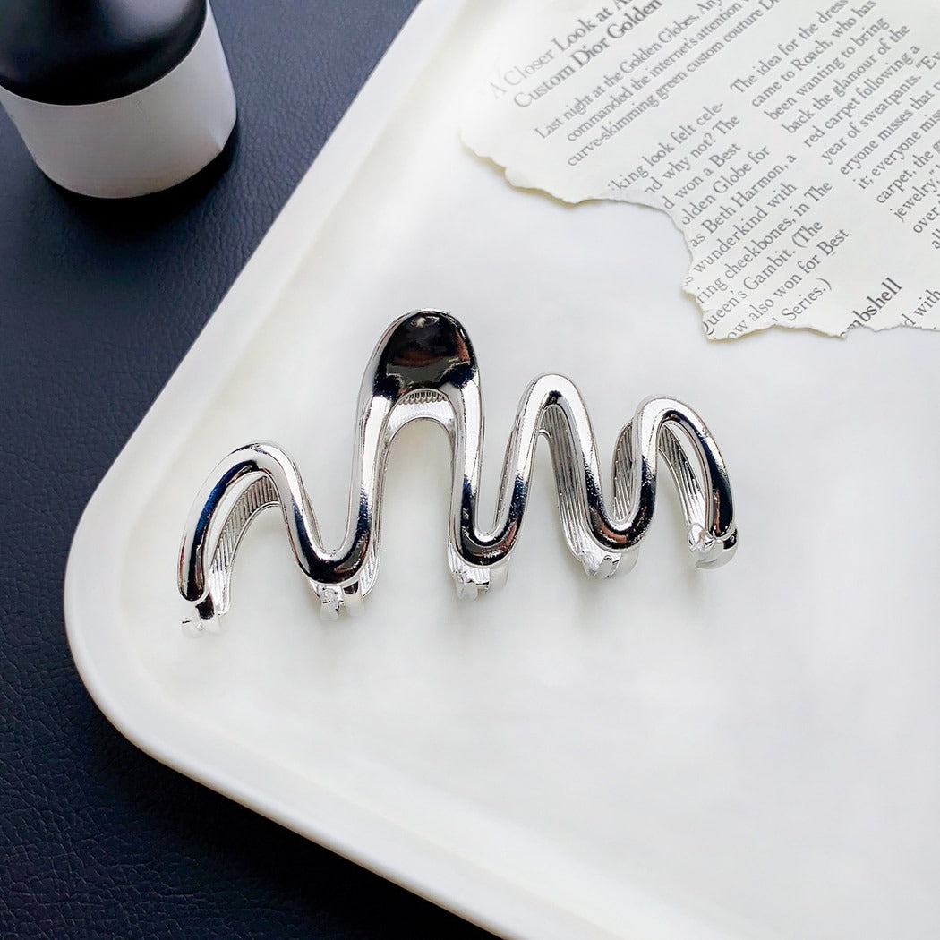 Beau - Cool Toned Geometric Line Elegant Claw Clip