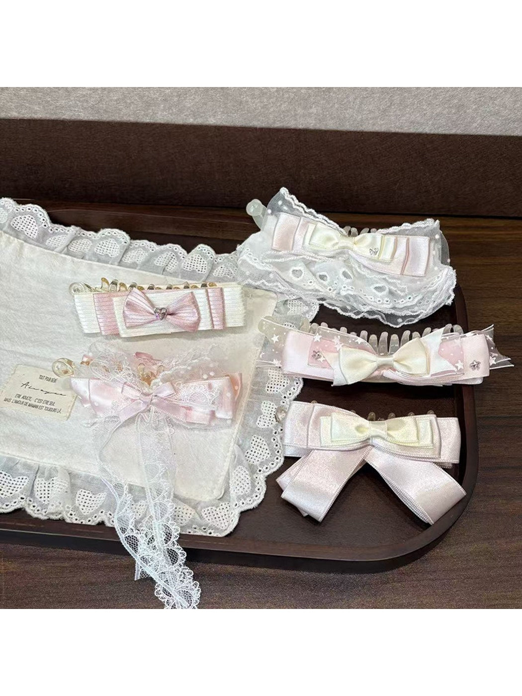 Beau - Sweet Bow Lace Trim Plastic Banana Clip