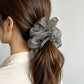 Gifty - Gray Sheer Striped Polyester Scrunchie