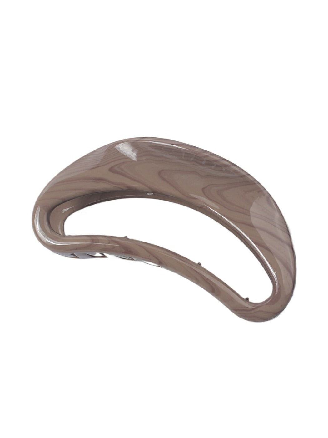 Side view of Beau semi circular hollow hair clip highlighting clasp mechanism