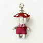 Keypus fabric doll keychain with metal keyring and clasp for easy attachment