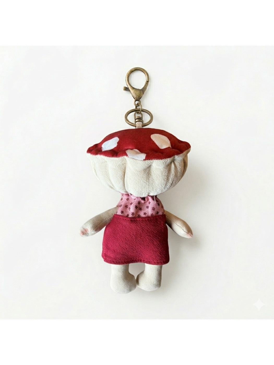 Keypus fabric doll keychain with metal keyring and clasp for easy attachment