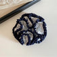 Gifty - Navy Trimmed Polka Dot Ruffled Scrunchie