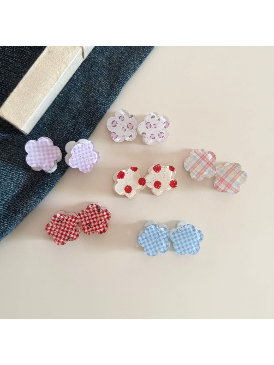 Beau - Floral Plaid and Polka Dot Mini Claw Clip