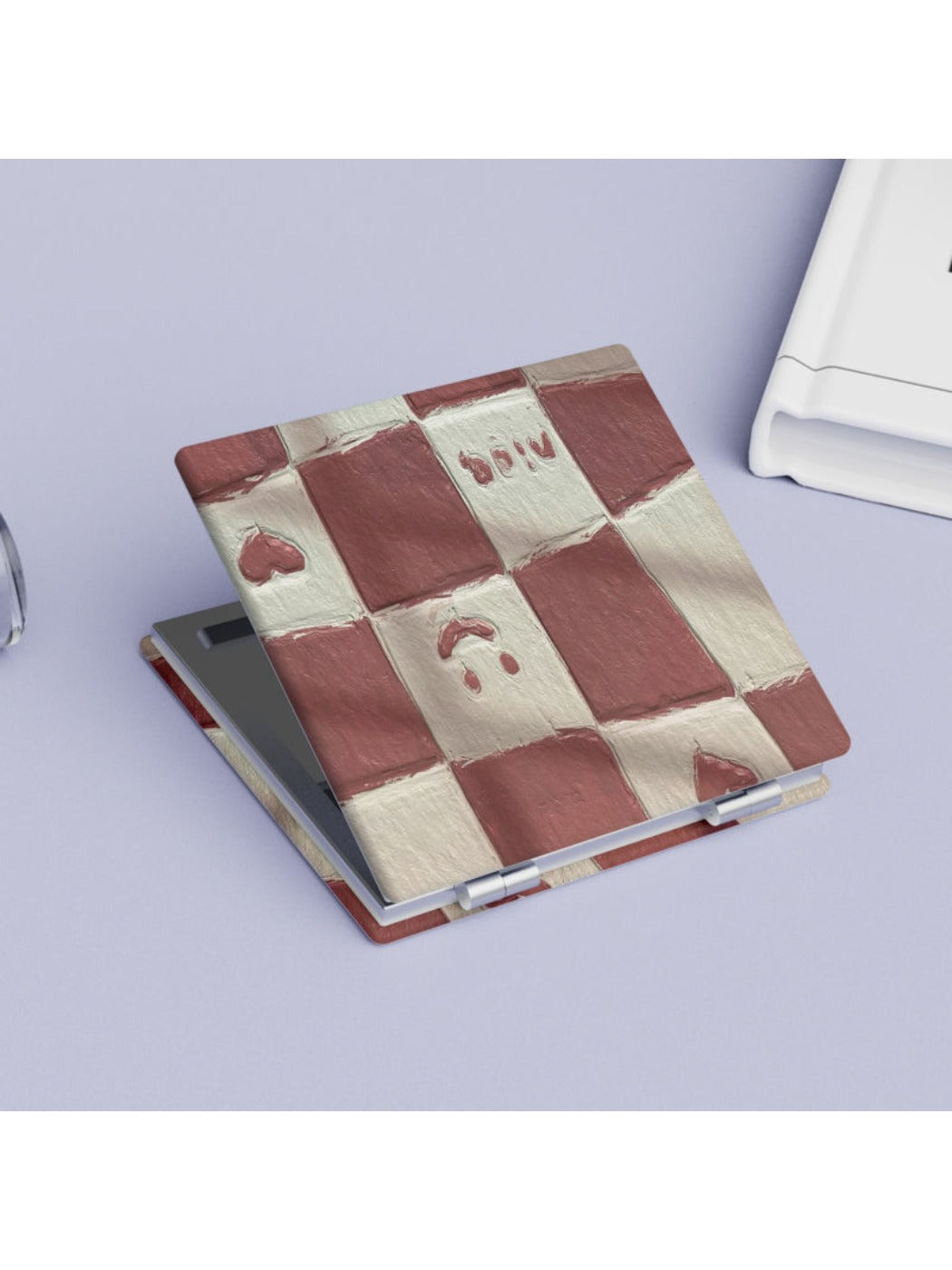 Mirroray - Adorable Smiley Face Plaid Compact Mirror