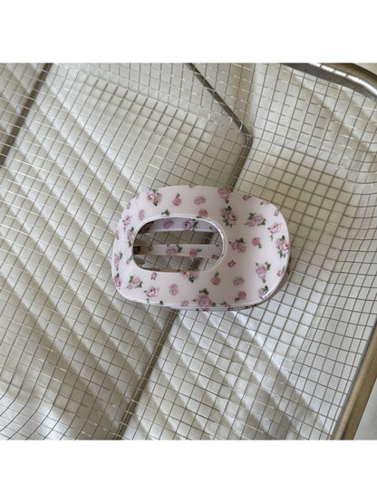 Beau - Vintage Style Printed Oval Acrylic Hair Clip