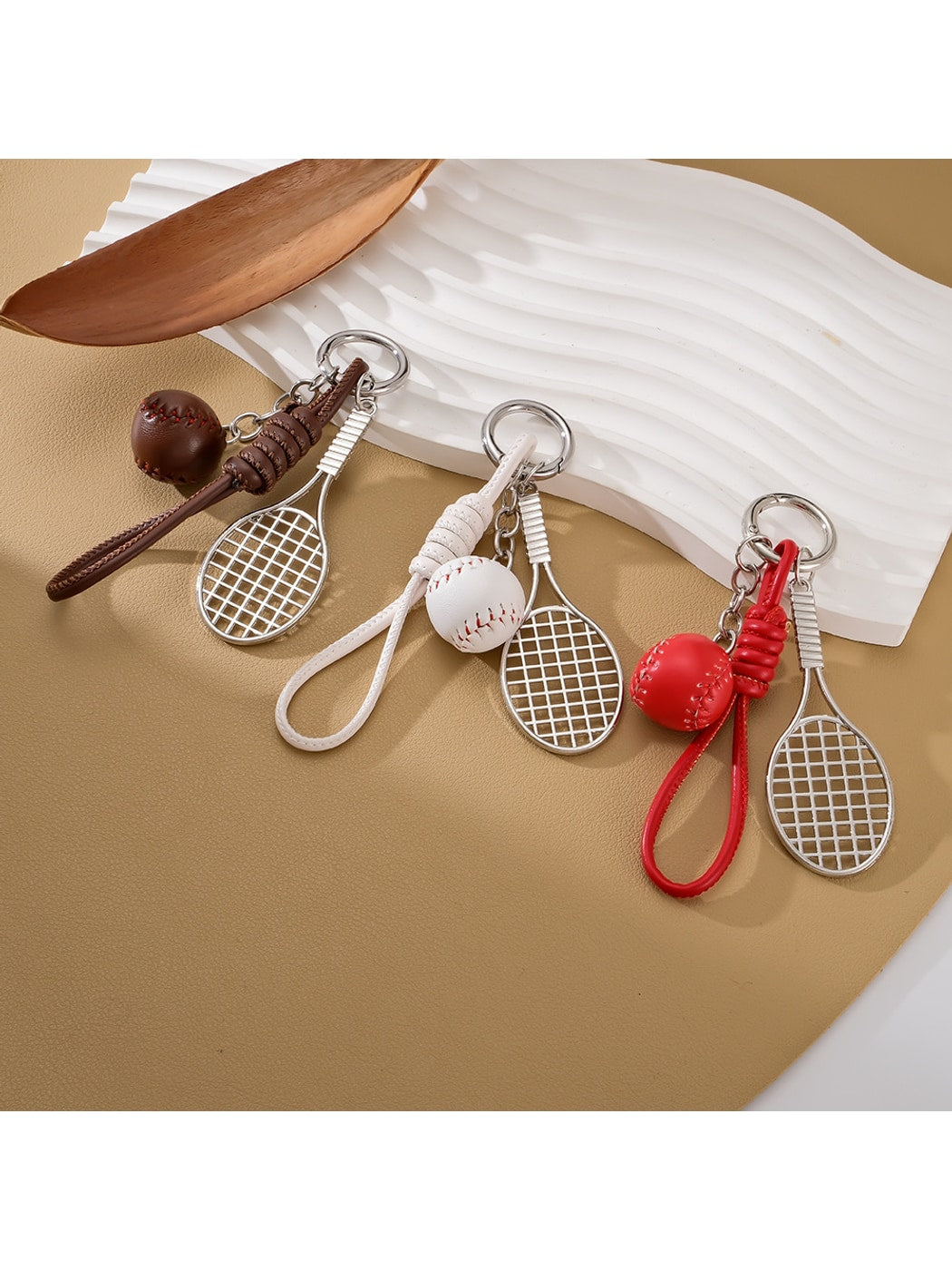 Keypus - Mini Tennis Racket Ball Detail Keychain