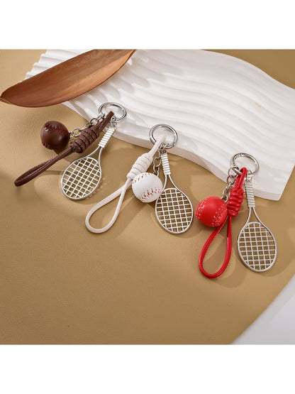 Keypus - Mini Tennis Racket Ball Detail Keychain