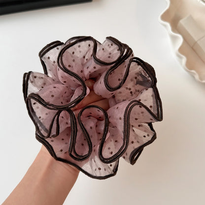 Gifty - Polka Dot Mesh Ruffled Polyester Scrunchie
