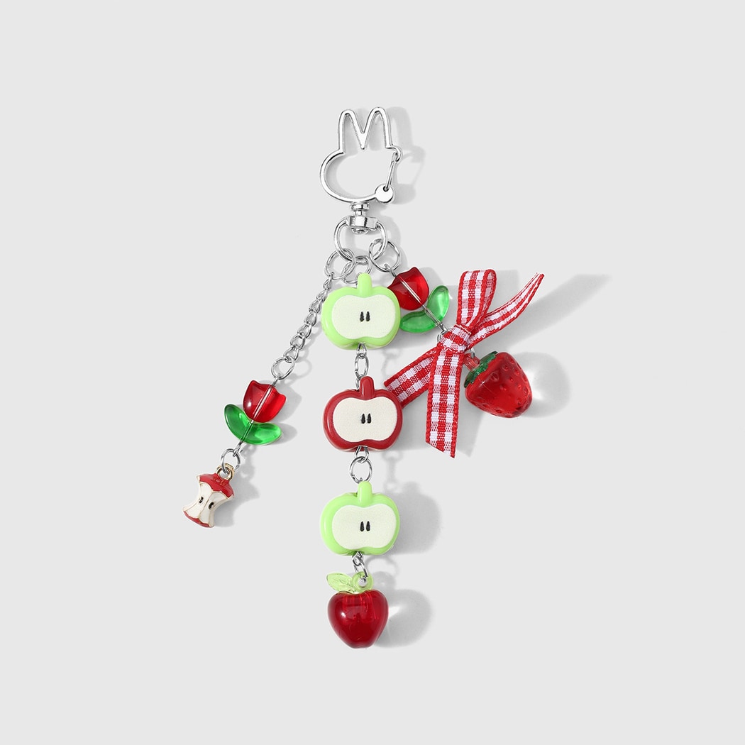 Keypus - Sweet Plaid Bow Apple Tulip Keychain