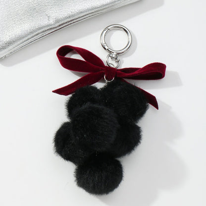 Keypus - Cute Bow Pom Pom Detail Keychain