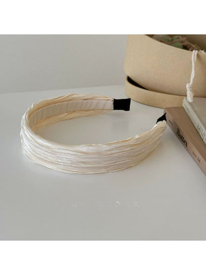 Gifty - Satin Pleated Wide Fabric Women's Headband