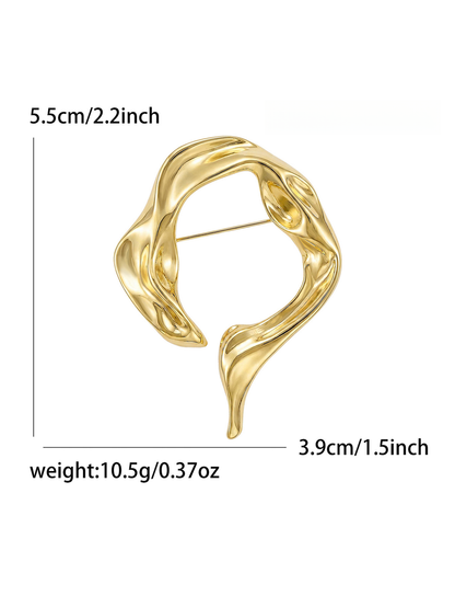 Brovia - Modern Irregular Open Shape Alloy Brooch