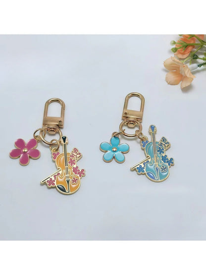 Keypus - Alloy Flower Harp Shaped Keychain