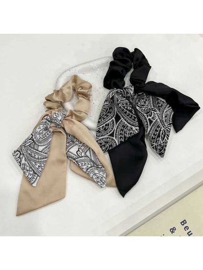 Gifty - Floral Bow Hair Scarf Ribbon Tie Elegant