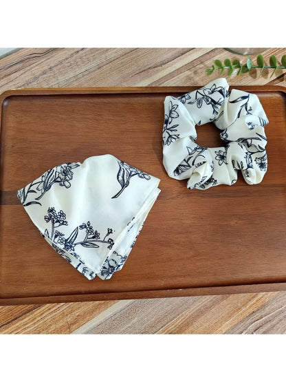 Gifty - Vintage Floral Print Polyester Fabric Scrunchie