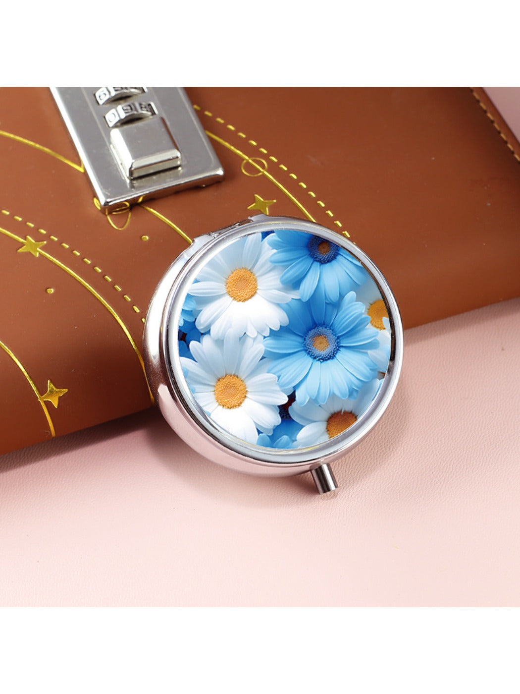 Mirroray - Floral Pattern Three Compartment Portable Mirror