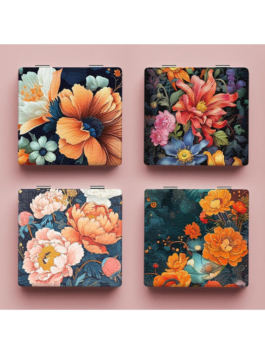 Mirroray - Floral Print Foldable Portable Makeup Mirror
