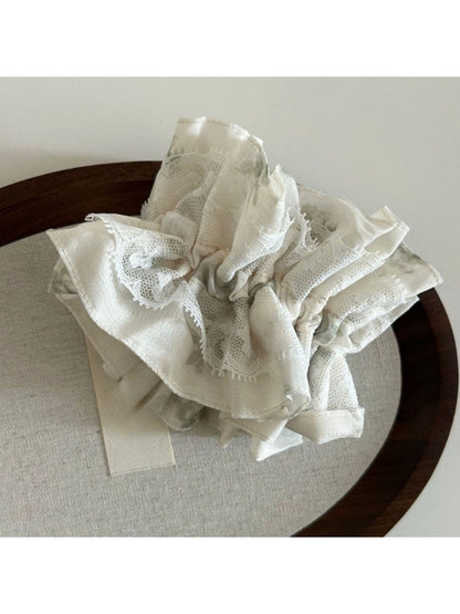 Gifty Sweet Lace Tiny Floral Scrunchie paired with casual outfit for a feminine look