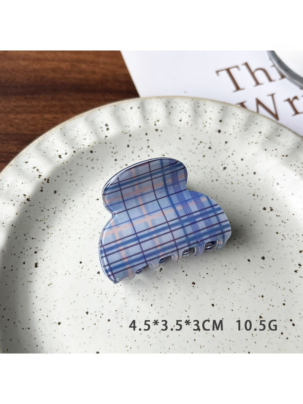Beau - Glossy Plaid Acetate Hair Claw Clip
