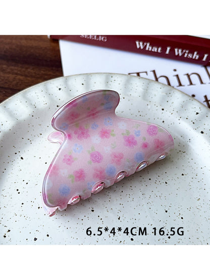 Beau - Floral Print Acetate Fiber Claw Clip