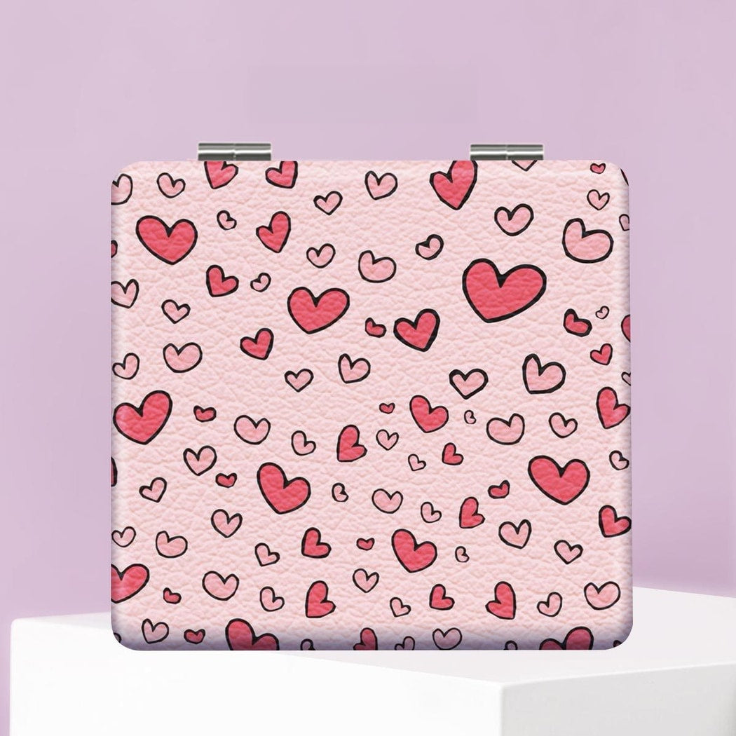 Mirroray - Heart Print Folding Desktop Touch Up Mirror