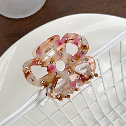 Beau - Openwork Flower Acetate Plate Claw Clip