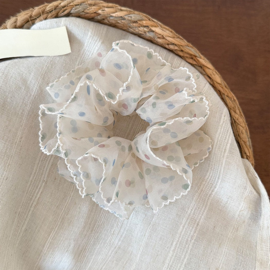 Gifty - Layered Sheer Polka Dot Mesh Hair Scrunchie