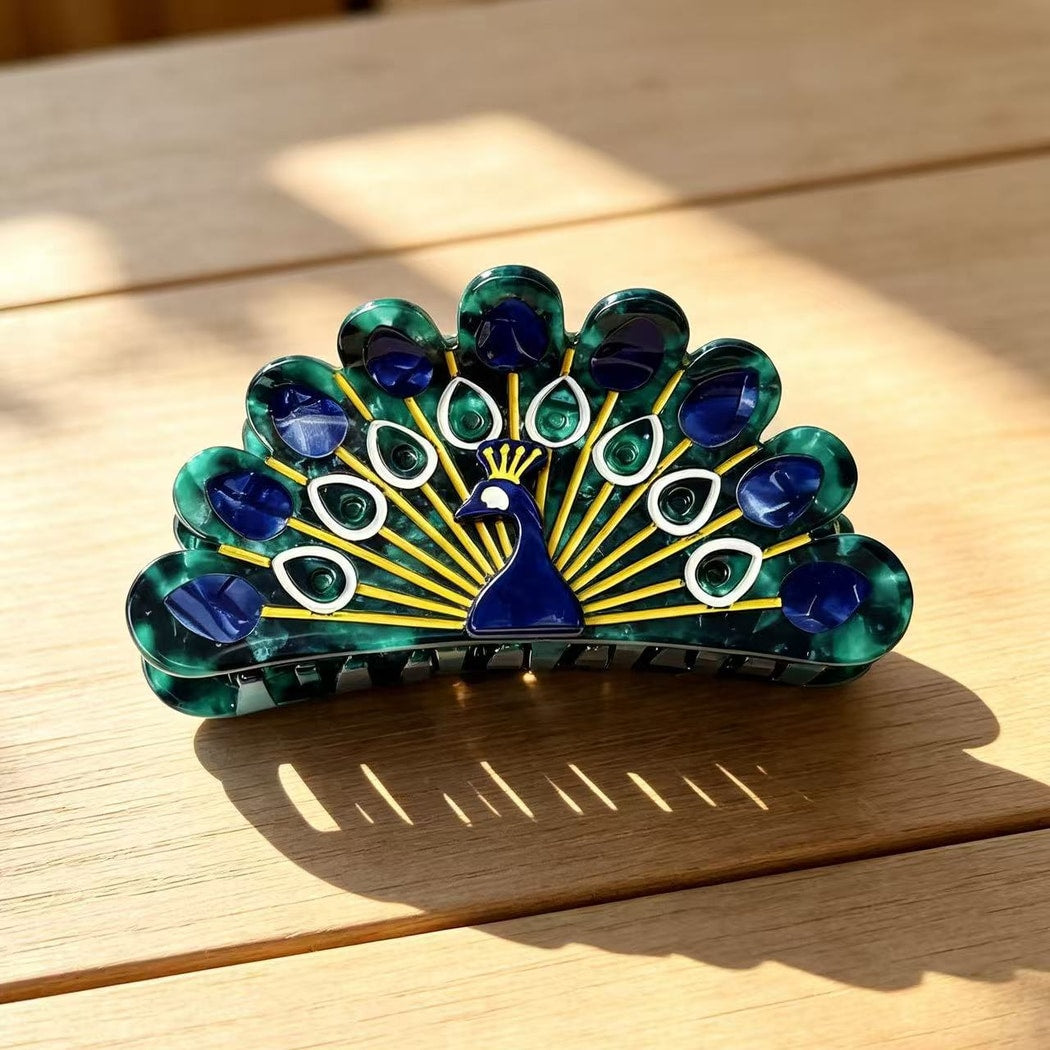 Beau - Decorative Peacock Style Acetate Claw Clip